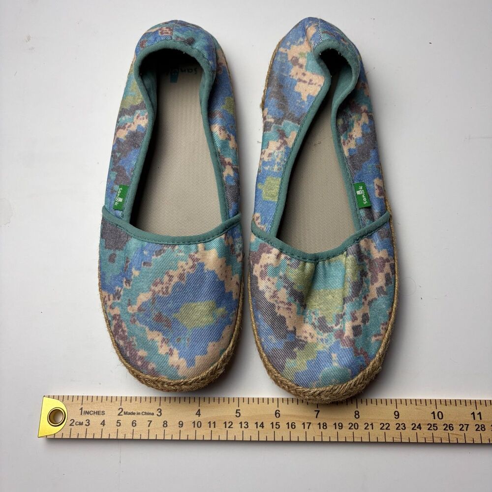 Sanuk Blue Camo Slip-On Casual Flats Walking Shoes Women's 8